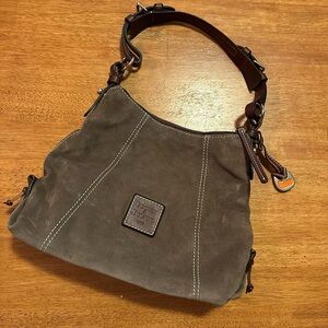 Vintage Dooney & Bourke Suede Taupe Hobo Bag